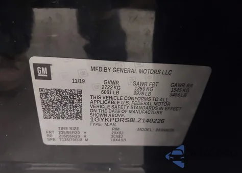 2020 Cadillac Xt6 Awd Premium Luxury z USA, uszkodzony, nr VIN 1GYKPDRS8LZ140226